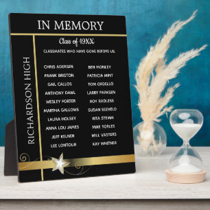In Memory. Class Reunion Tribute Easel Plaque