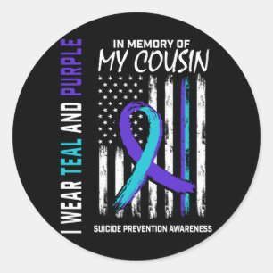 In Memory Cousin Awareness Prevention Aamerican Classic Round Sticker
