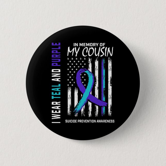 In Memory Cousin Suicide Awareness Prevention Amer 6 Cm Round Badge (Front)