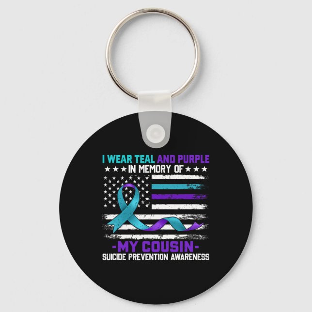 In Memory Cousin Suicide Awareness Prevention Amer Key Ring (Front)