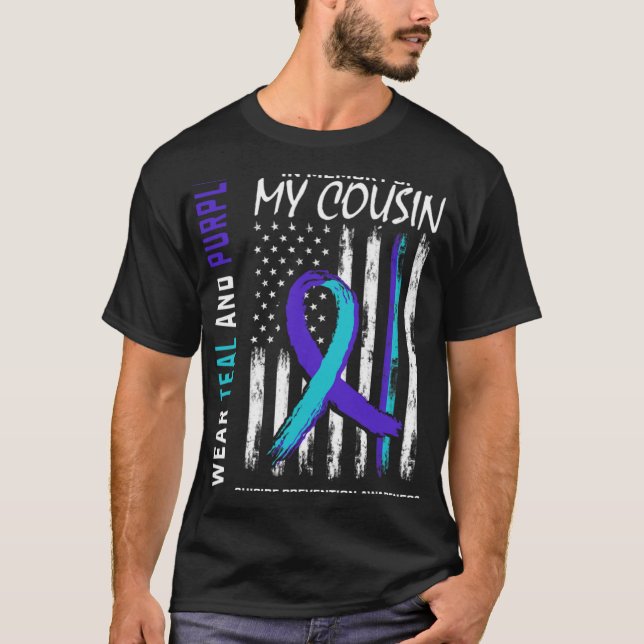 In Memory Cousin Suicide Awareness Prevention Amer T-Shirt (Front)