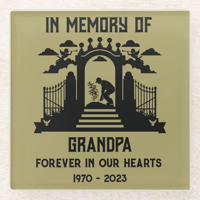 In Memory Gardeners Funeral Glass Coaster (Front)