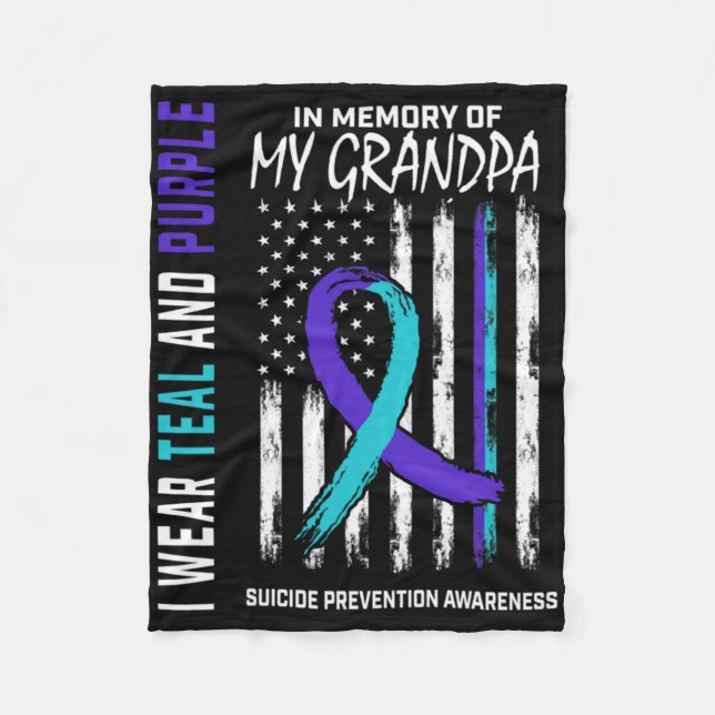 In Memory Grandpa Suicide Awareness Prevention Ame Fleece Blanket (Front)