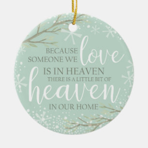 In Memory Love Heaven Blue Snow Winter Trees   Ceramic Tree Decoration