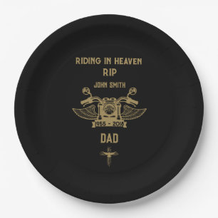 In Memory Motorbike Rider Biker Funeral Paper Plate