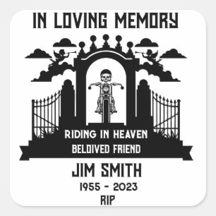 In Memory Motorbike Rider Biker Funeral Square Sticker