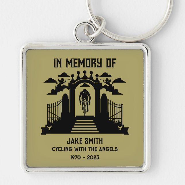 In Memory Of A Cyclist Funeral Key Ring (Front)