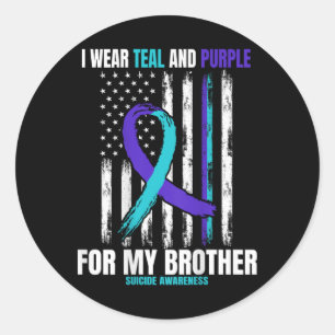 In Memory Of Brother Suicide Awareness Flag Graphi Classic Round Sticker