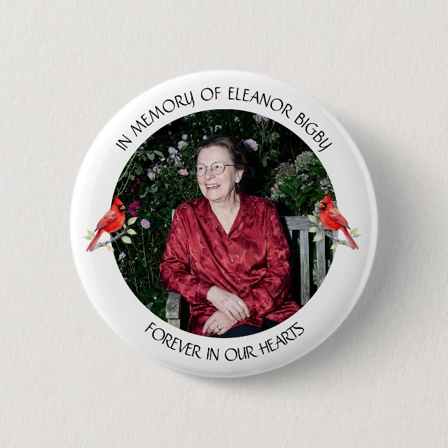 In Memory of | Cardinal Memorial Keepsake 6 Cm Round Badge (Front)