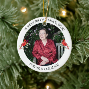 In Memory of   Cardinal Poem Memorial Keepsake Ceramic Tree Decoration
