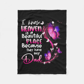 In Memory Of Dad Angel Know Heaven Beautiful Fleece Blanket