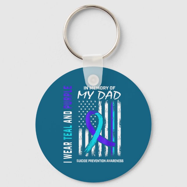 In Memory Of Dad Suicide Prevention Awareness Amer Key Ring (Front)
