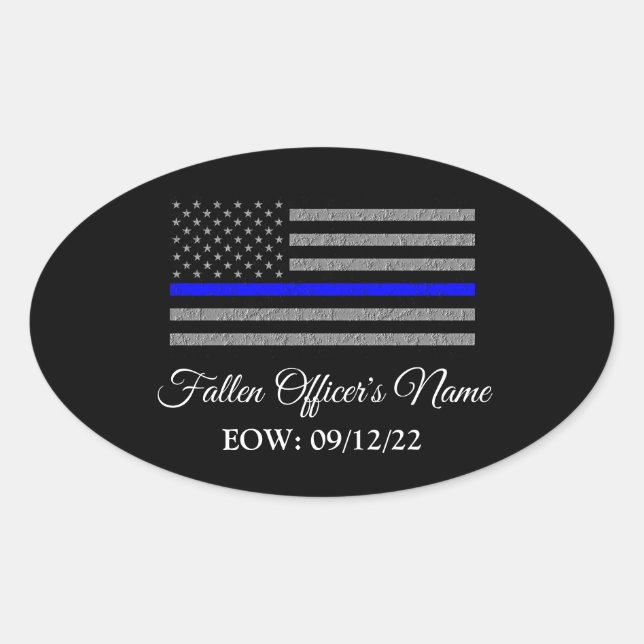 IN MEMORY OF FALLEN OFFICER OVAL BUMPER STICKER (Front)