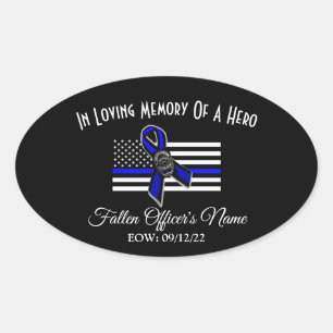 IN MEMORY OF FALLEN OFFICER OVAL BUMPER STICKER