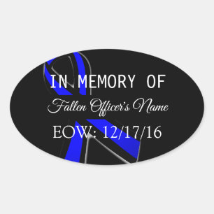 IN MEMORY OF FALLEN OFFICER OVAL BUMPER STICKER