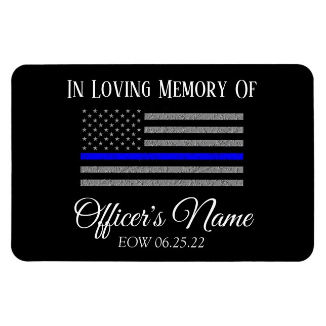IN MEMORY OF FALLEN OFFICER THIN BLUE LINE MAGNET (Horizontal)