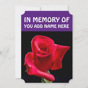 IN MEMORY OF FUNERAL CARDS, RED ROSE INVITATION