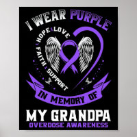 In Memory Of Grandpa Drug Overdose Awareness Ribbo