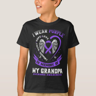 In Memory Of Grandpa Drug Overdose Awareness Ribbo T-Shirt