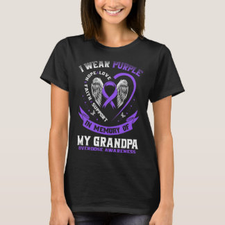 In Memory Of Grandpa Drug Overdose Awareness Ribbo T-Shirt