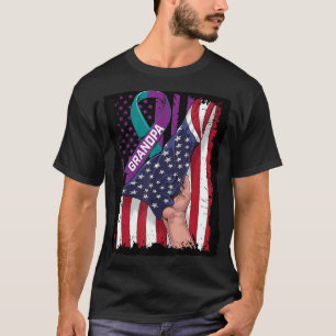 In Memory of Grandpa Suicide Awareness American Fl T-Shirt