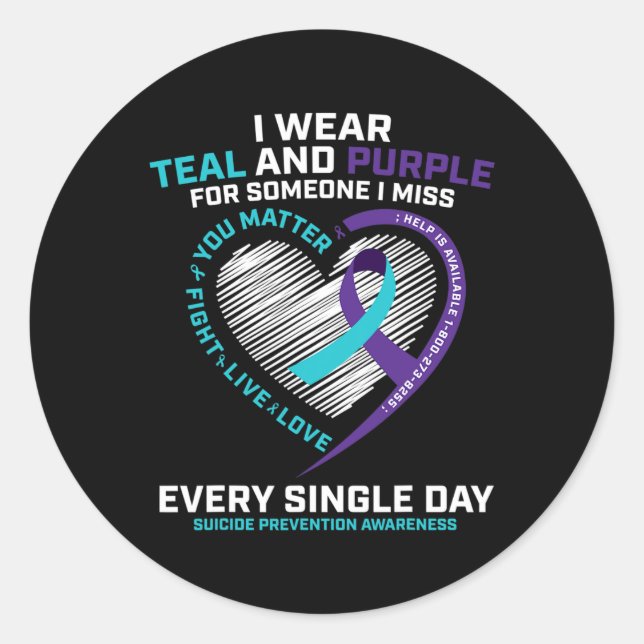In Memory Of I Miss Son Mum Dad Suicide Prevention Classic Round Sticker (Front)