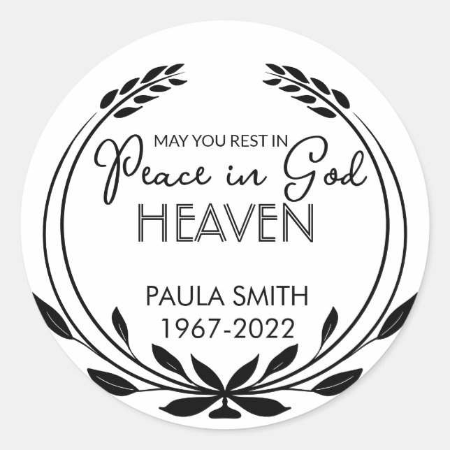 In Memory Of. May you rest in peace in God's.... Classic Round Sticker (Front)