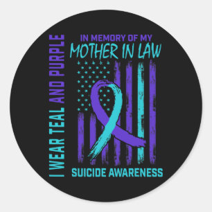 In Memory Of Mother In Law Suicide Awareness Ameri Classic Round Sticker