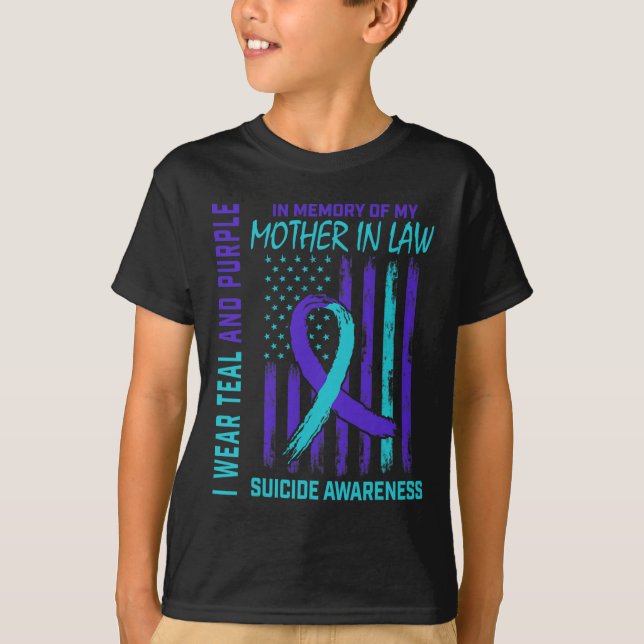 In Memory Of Mother In Law Suicide Awareness Ameri T-Shirt (Front)
