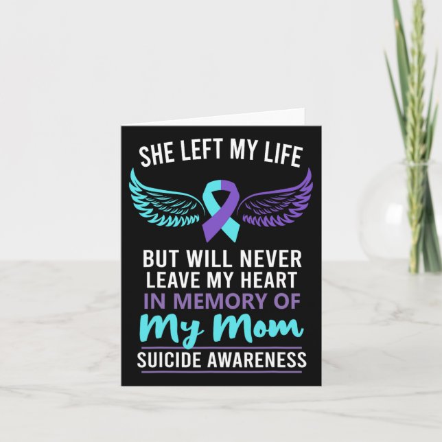 In Memory Of Mum Suicide Awareness Prevention  Card (Front)