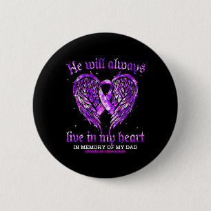 In Memory Of My Dad Overdose Awareness Angel Wing  6 Cm Round Badge