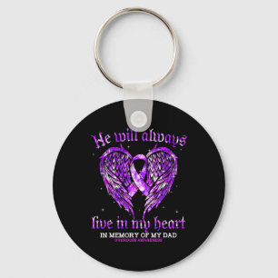 In Memory Of My Dad Overdose Awareness Angel Wing  Key Ring