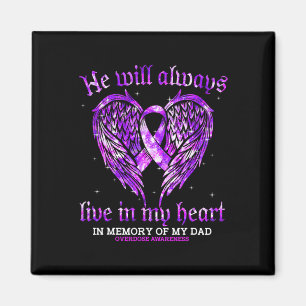 In Memory Of My Dad Overdose Awareness Angel Wing  Magnet