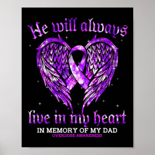 In Memory Of My Dad Overdose Awareness Angel Wing Poster