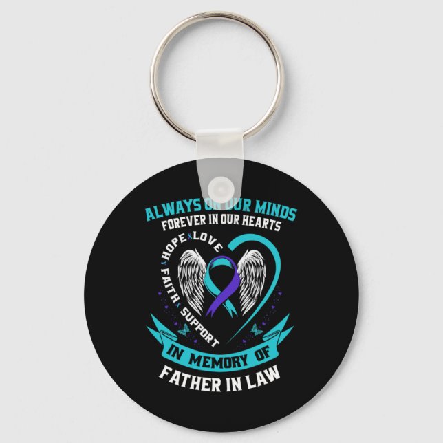 In Memory Of My Father In Law Suicide Awareness Pr Key Ring (Front)