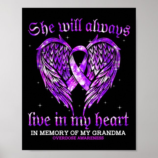 In Memory Of My Grandma Overdose Awareness Angel W Poster (Front)