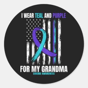 In Memory Of My Grandma Suicide Awareness Flag Bac Classic Round Sticker