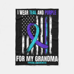 In Memory Of My Grandma Suicide Awareness Flag Byc Fleece Blanket