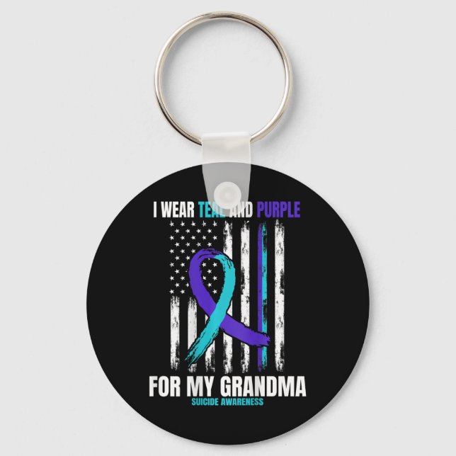 In Memory Of My Grandma Suicide Awareness Flag Ck  Key Ring (Front)
