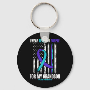 In Memory Of My Grandson Suicide Awareness Flag Ba Key Ring