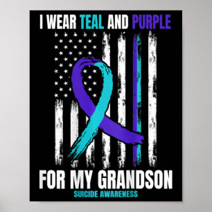 In Memory Of My Grandson Suicide Awareness Flag Ba Poster