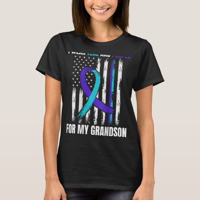 In Memory Of My Grandson Suicide Awareness Flag Ck T-Shirt (Front)