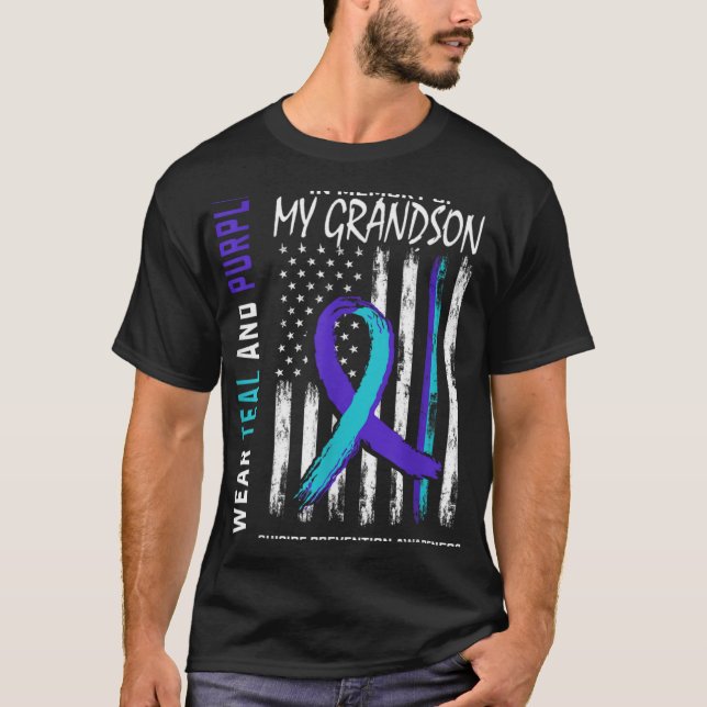 In Memory Of My Grandson Suicide Awareness Prevent T-Shirt (Front)