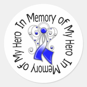 In Memory of My Hero ALS Angel Wings Classic Round Sticker