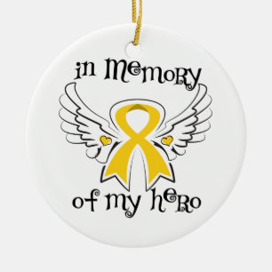 In Memory of My Hero Angel Wings Neuroblastoma Ceramic Tree Decoration