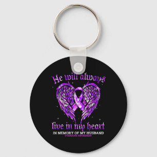 In Memory Of My Husband Overdose Awareness Angel W Key Ring