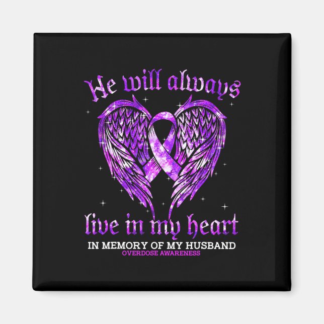In Memory Of My Husband Overdose Awareness Angel W Magnet (Front)