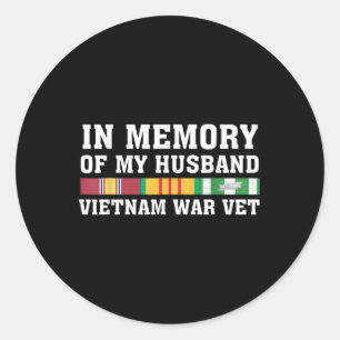 In Memory Of My Husband Vietnam Veteran Family Mat Classic Round Sticker