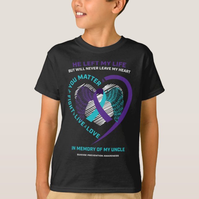 In Memory Of My Loving Uncle Suicide Prevention Aw T-Shirt (Front)