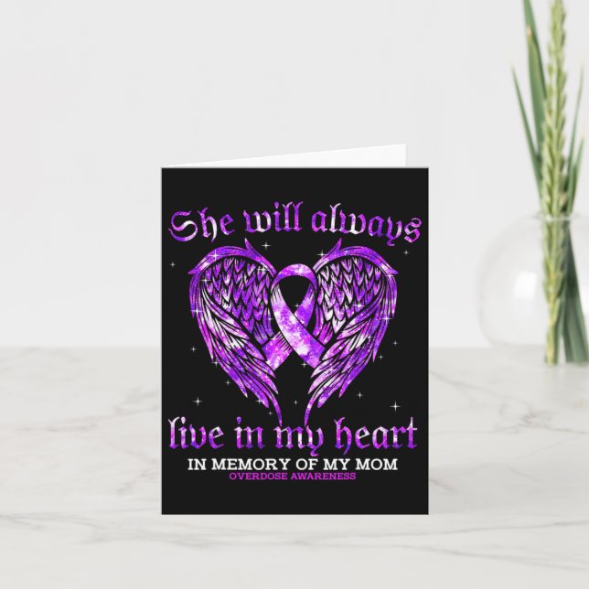 In Memory Of My Mum Overdose Awareness Angel Wing  Card (Front)